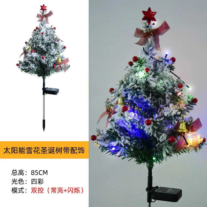 Led Solar Waterproof Christmas Tree Lawn Light Outdoor Snowflake Christmas Tree Ground Lamp Courtyard Garden Decorative Light Oasis Select