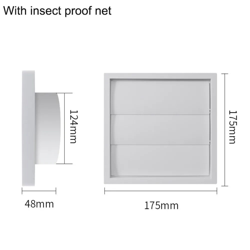 White Plastic Dryer Vent Hood Cover Grille with Screen | 4–8"
