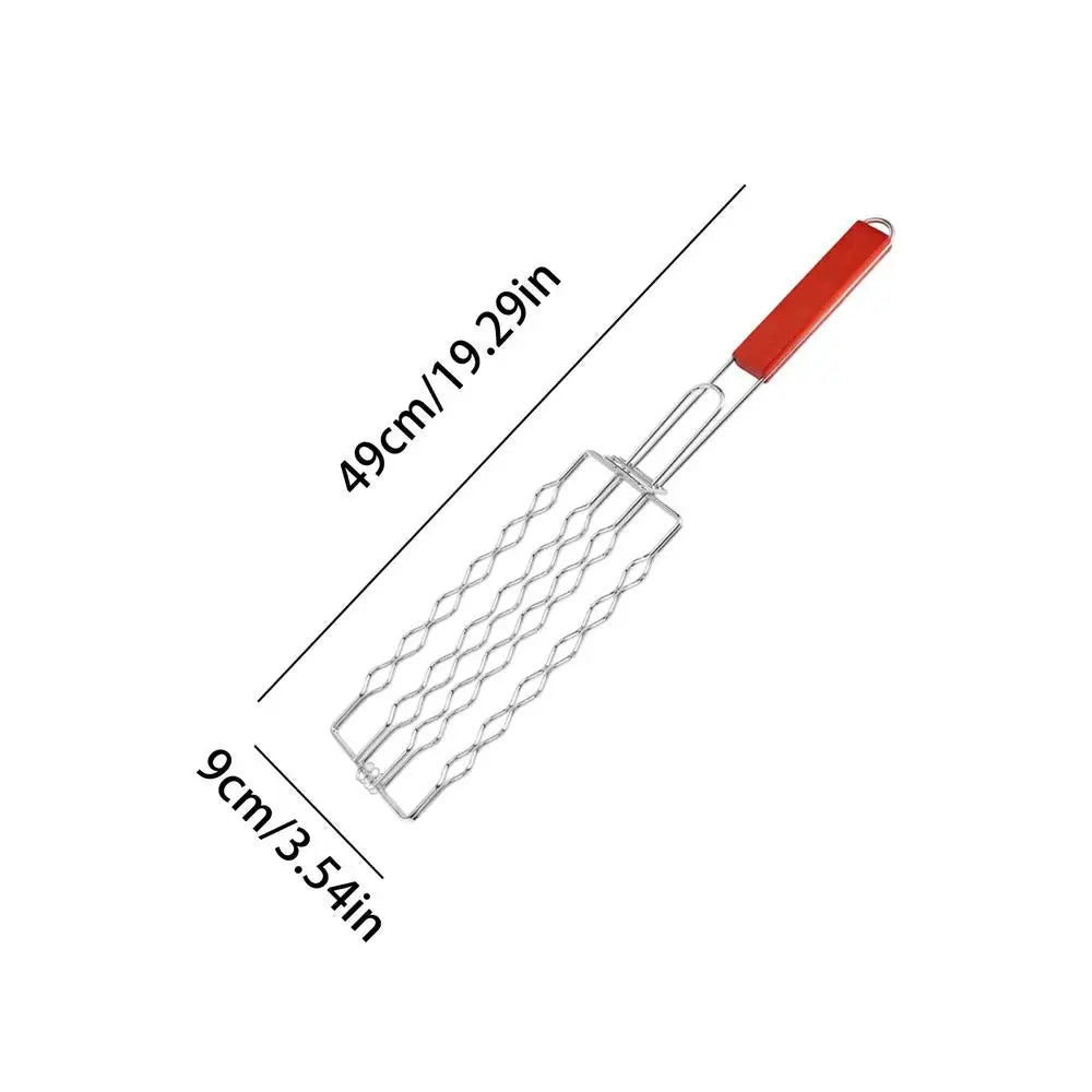 Portable Hot Dog Grill Basket 1pc Sausage Barbecue Net BBQ Tool Hot Dog Barbecue Rack Detachable Barbecue Net Clip BBQ Rack Oasis Select 01
