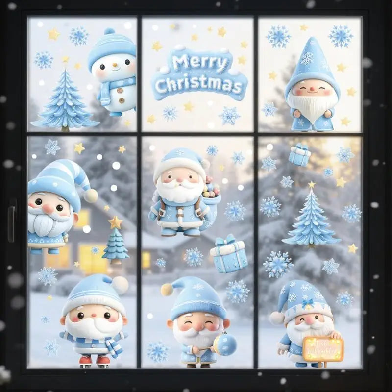 Christmas Window Static Clings – Snowman, Santa & Snowflake