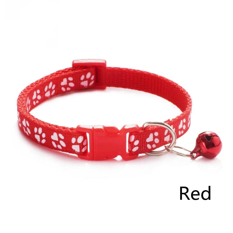 1 Pet Collar Bell Cartoon Footprints Colorful Dog Puppy Cat