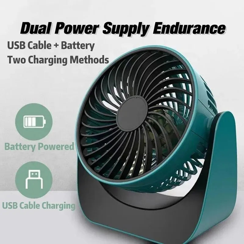 2000mAh Rechargeable Portable Desktop Fan – 360° 3-Speed