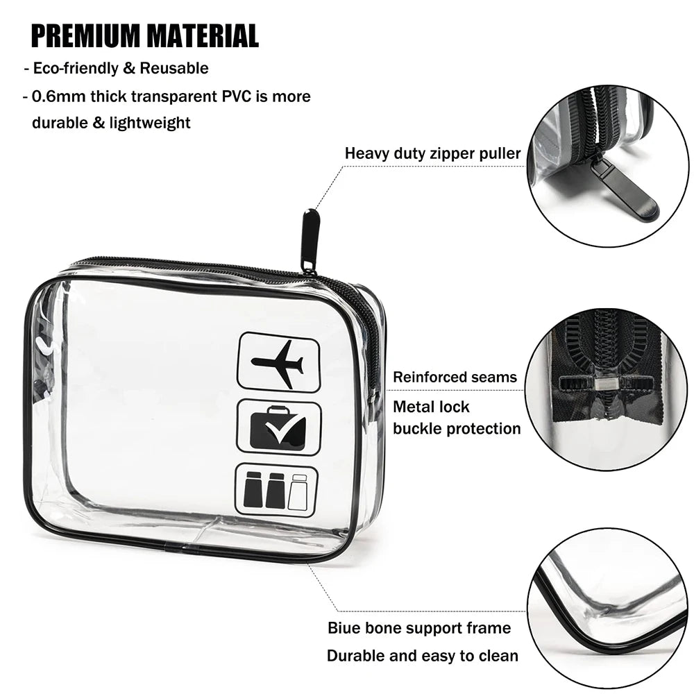 3-Pack Clear TSA Toiletry Bags – Airline Compliant Travel Pouches