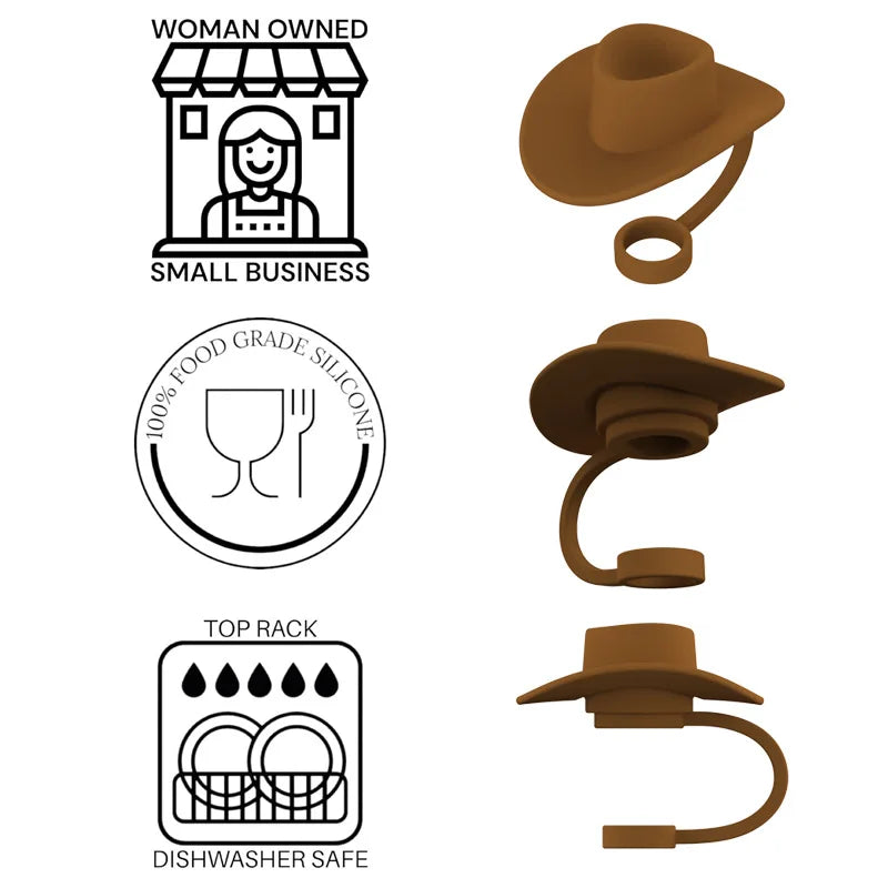 4pcs Cowboy Hat Suction Straw Cap For Stanley Cup 40 Oz Silicone Suction Straw Dust Plug Silicone Dust Cap 6-10mm General Size Oasis Select