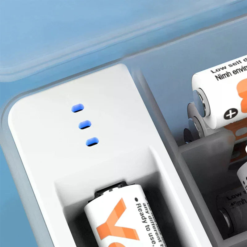 Battery Storage Box with Power Detector – AA & AAA Organizer