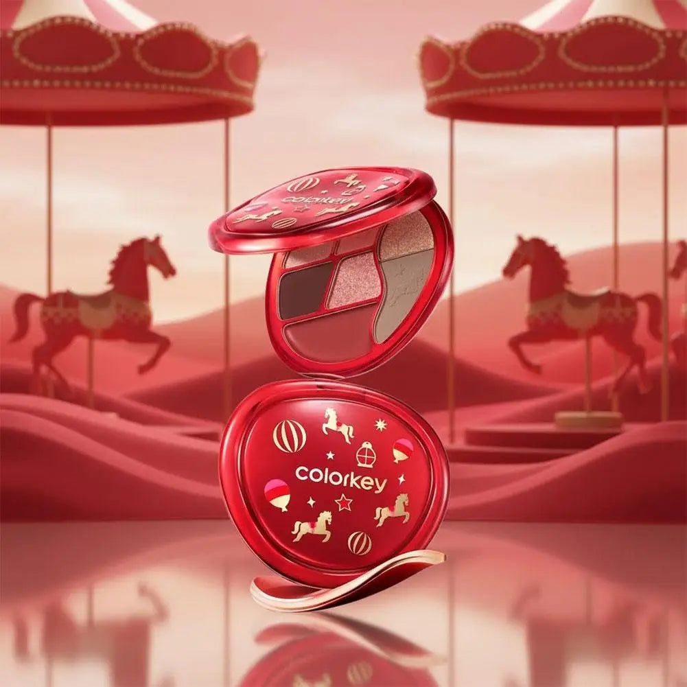 COLORKEY [Year of the Horse Limited Edition] Water Mist Lip Glaze Set Unique Gift Box Matte Velvet Lipstick Eyeshadow Makeup Oasis Select