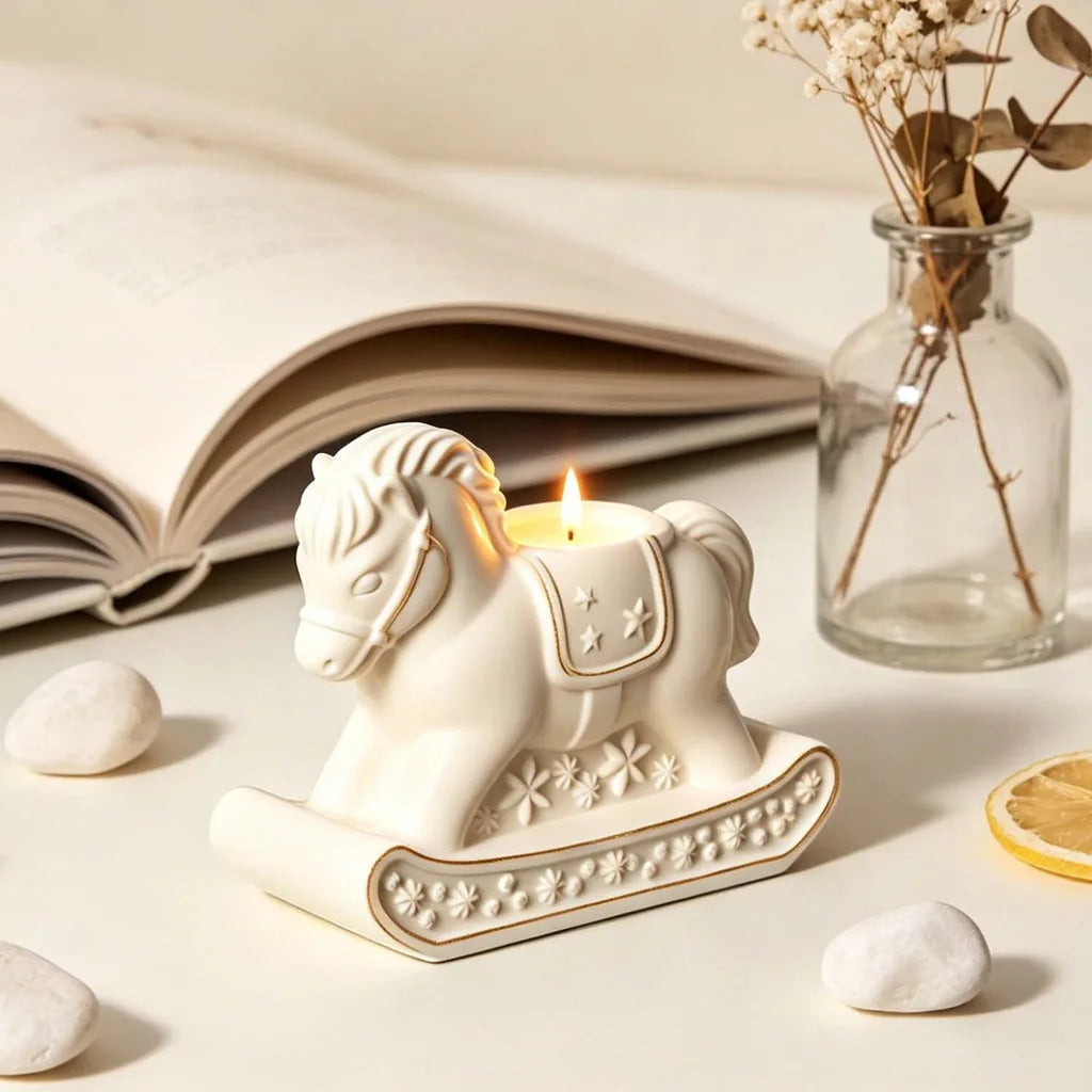 3D Rocking Horse Candle Holder Silicone Mold Reusable Mold for DIY Aromatherapy Gypsum Diffuser Stone Home Decor Oasis Select