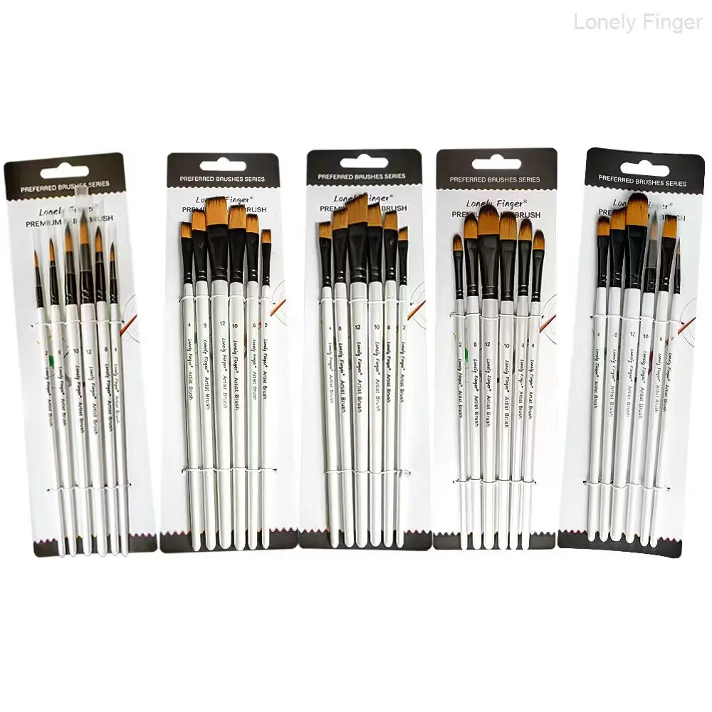6pcs Paint Brushes Set for Acrylic Painting,Watercolor,Oil，Inks，Gouache，Crafts, Brush Tip Flat，Round, Angle，Filbert,Paint Oasis Select