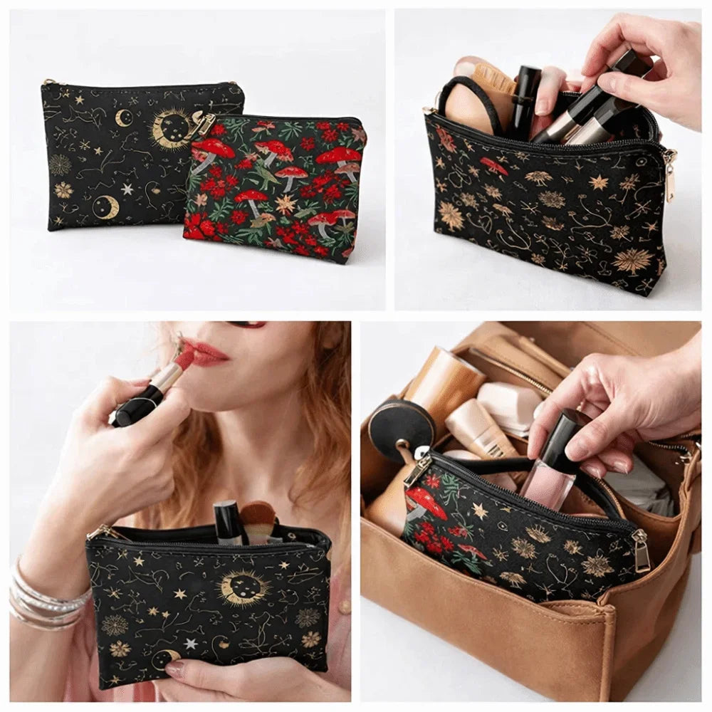 Red Mushroom Makeup Bag – Cute Fabric Cosmetic Pouch & Coin Purse