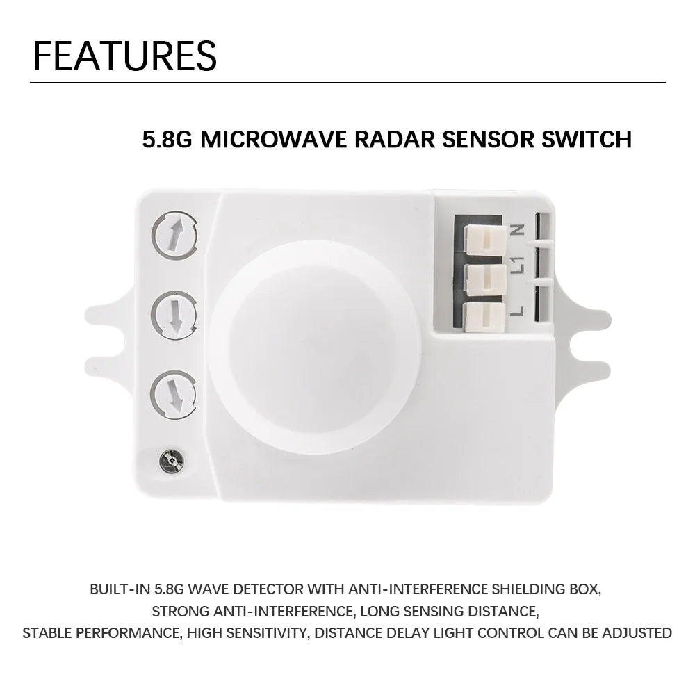 5.8G Microwave Induction Switch 220V Intelligent Energy Saving Control Microwave Radar Sensor Oasis Select