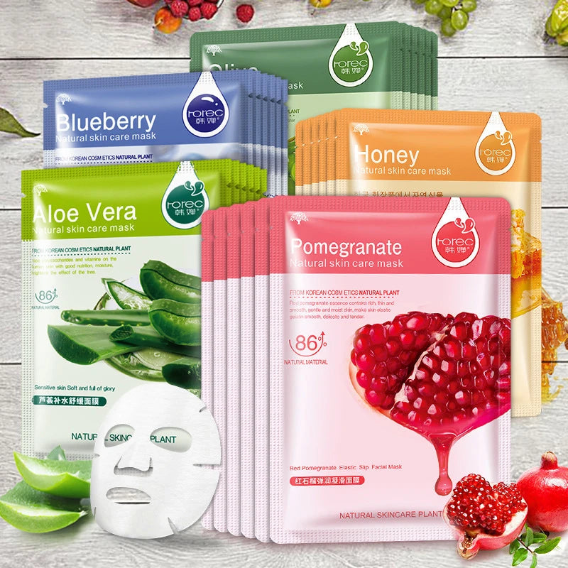 BIOAOUA 30-Pack Korean Fruit Face Masks – Hydrating & Firming Korean Sheet Mask Oasis Select