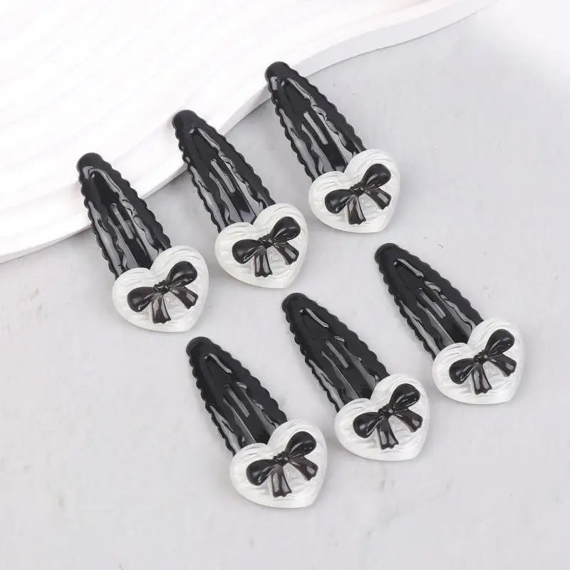 Bowknot Heart BB Hair Clips Non-Slip Cute Set of 2/6 Pcs Hair Clip Set Oasis Select 6pcs
