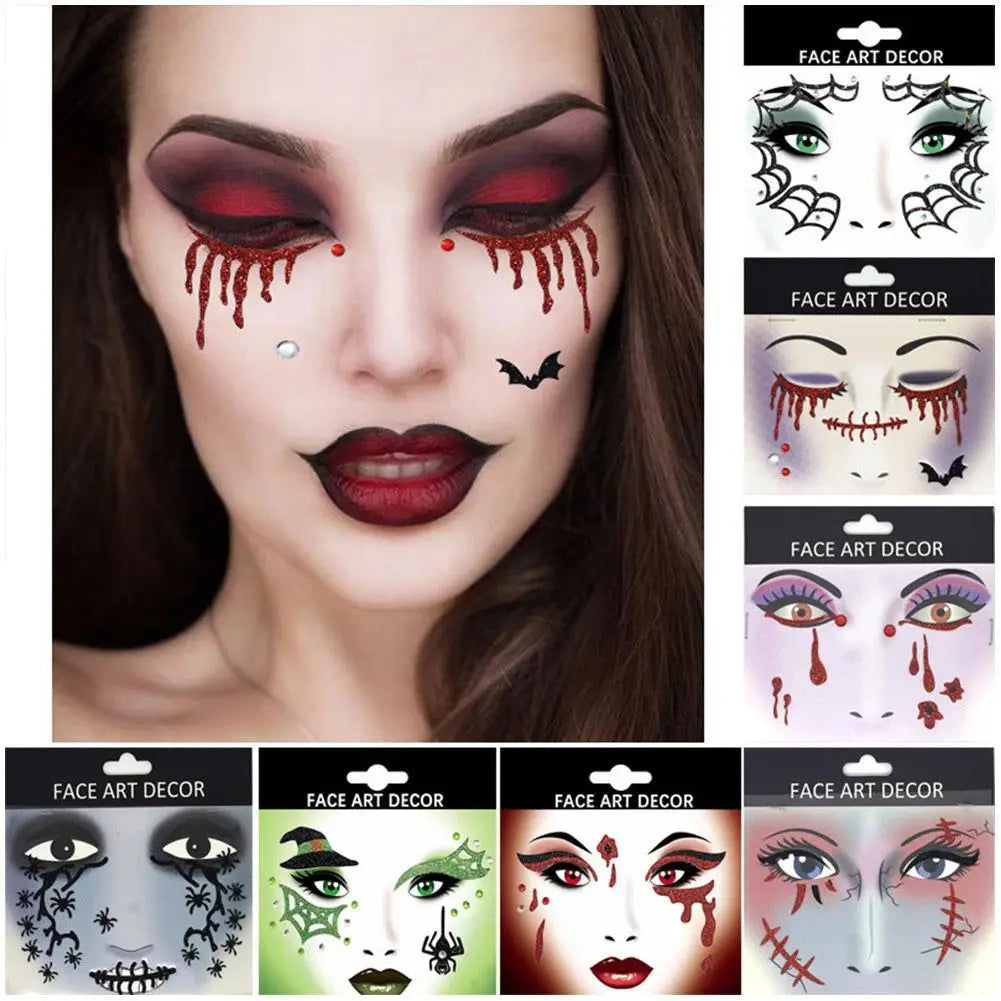 Halloween Theme Face Jewels Rhinestones Temporary Crystal Stickers Face Gems Self- Adhesive Glitter Jewel Tattoo Sticker Makeup Oasis Select