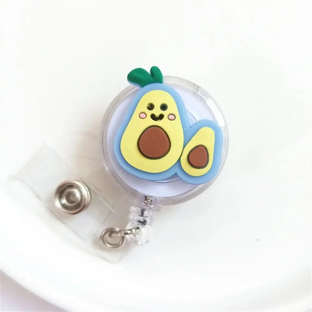 New Cute Silicone Fruits Avocado Retractable Pull Badge Reel ID Lanyard Name Tag Card Badge Holder Reels Oasis Select 3