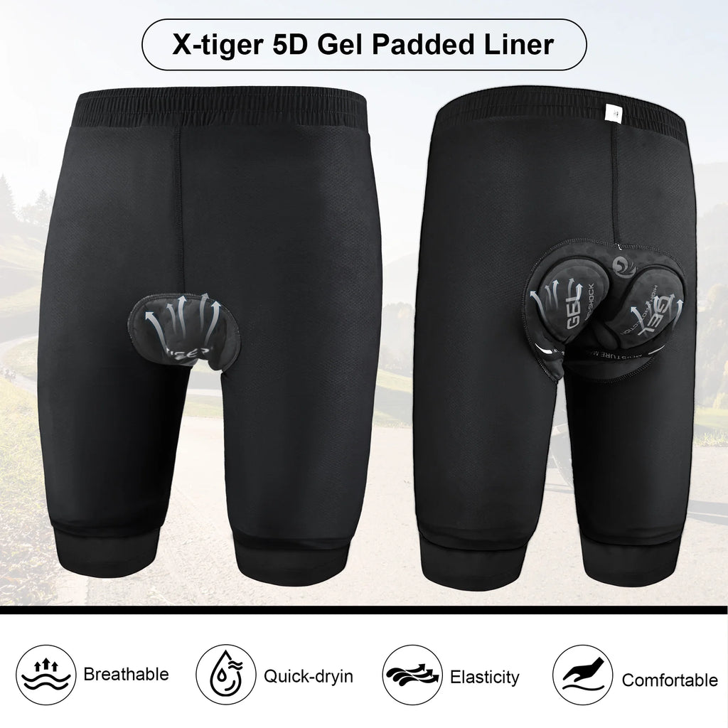 X-TIGER Men's Cycling Shorts Breathable Silicone Pads Shockproof MTB Bicycle Shorts Off road Motorcycle Racing Cycling Clothing Oasis Select