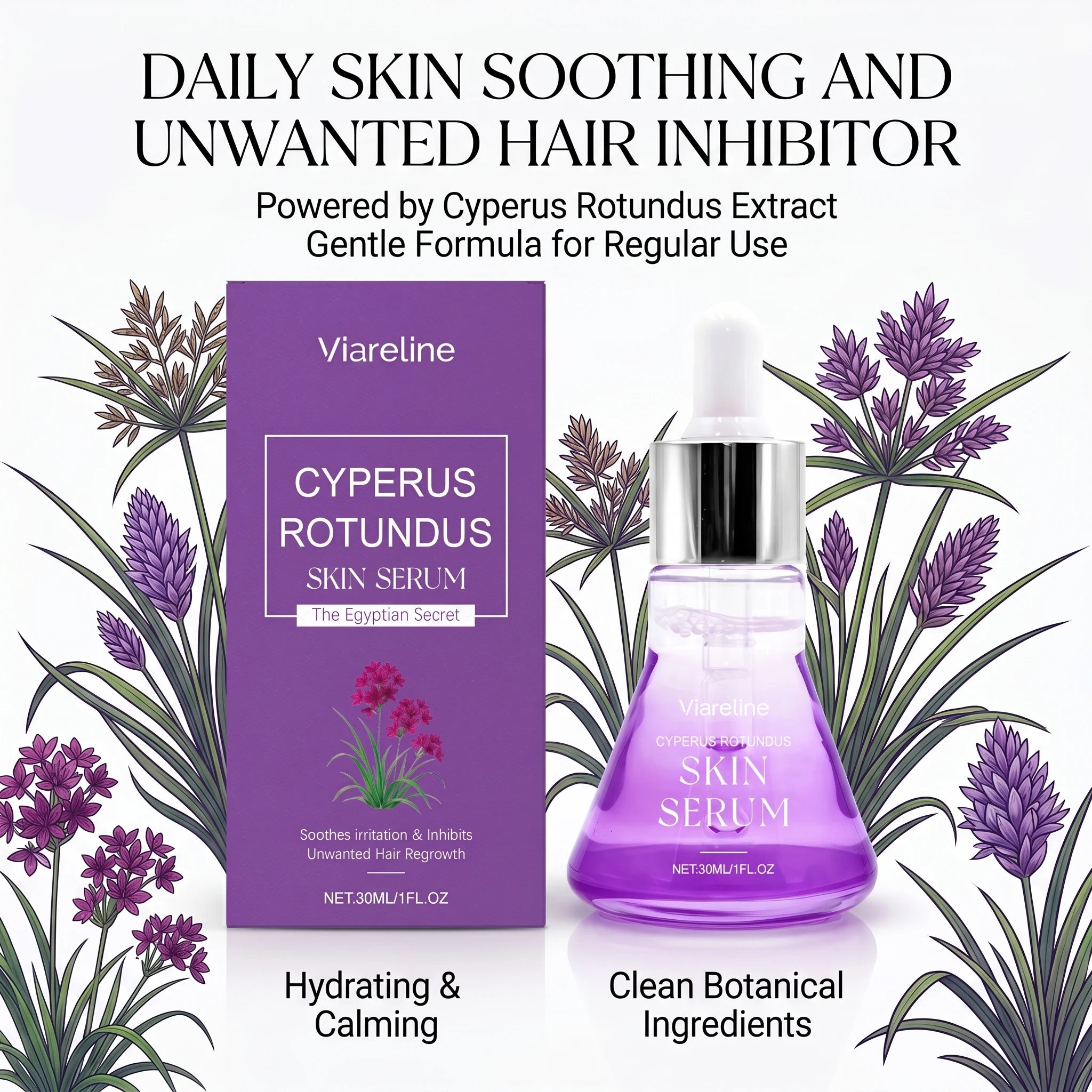 Cyperus Rotundus Serum for Post Hair Removal Care Natural Hair Growth Inhibitor Serum Full Body Facial Post Hair Removal Care Oasis Select