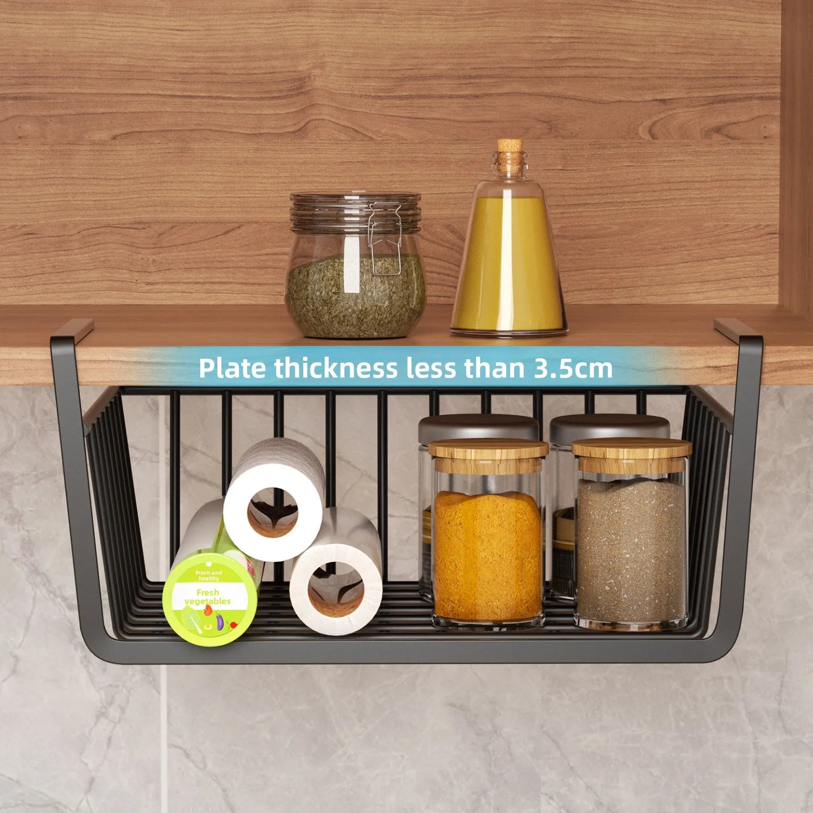 Dormitory Storage Artifact Multifunctional Hanging Seasoning Hanging Basket Layered in Cabinet Hanging Cabinet Lower Hanger Oasis Select