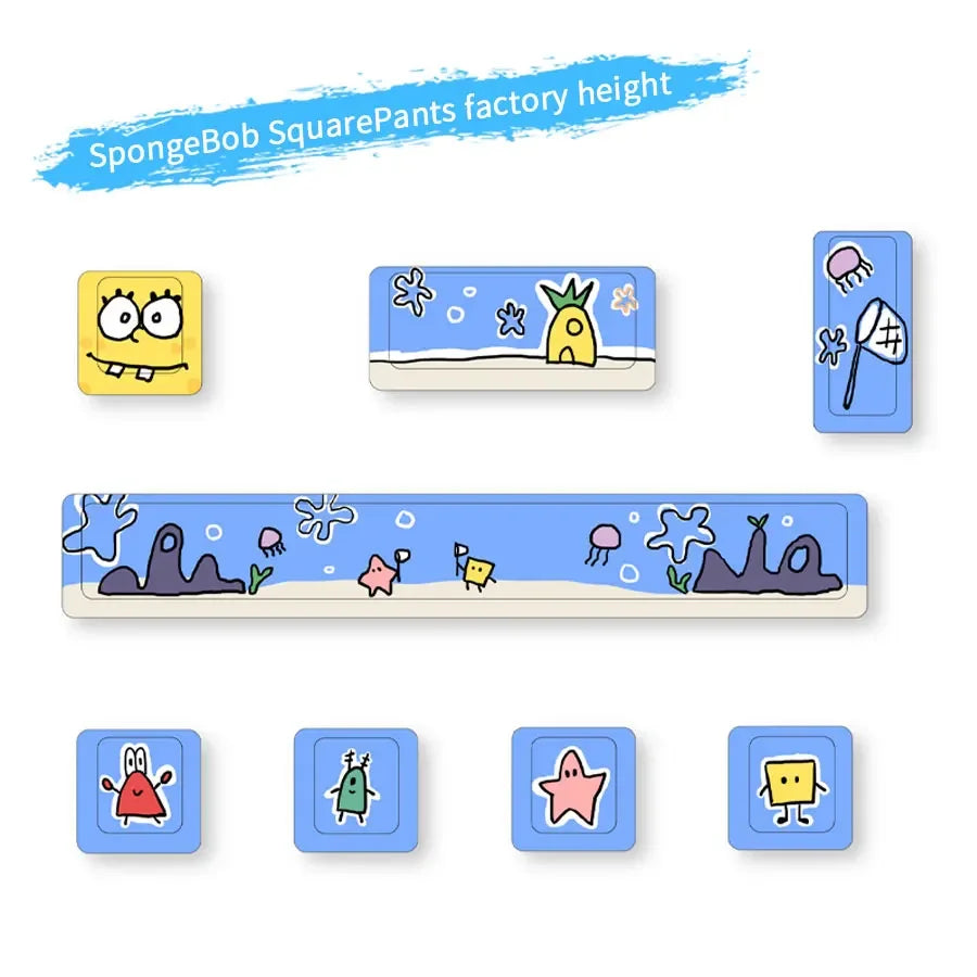 Eight-Piece Set Cute Cartoon Theme Personalized KeyCap Five Sides Thermal Sublimation Cherry High Mechanical Supplement Keycap Oasis Select Color 1