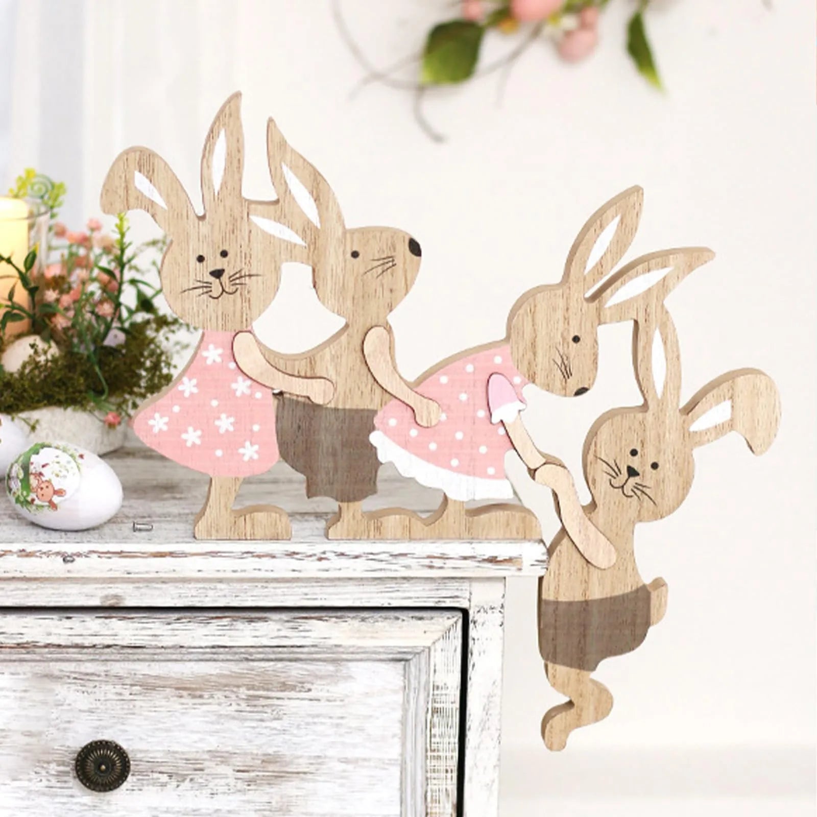 Easter Wooden Bunny Seesaw Ornament – Door & Home Décor Easter Wood Ornament Oasis Select