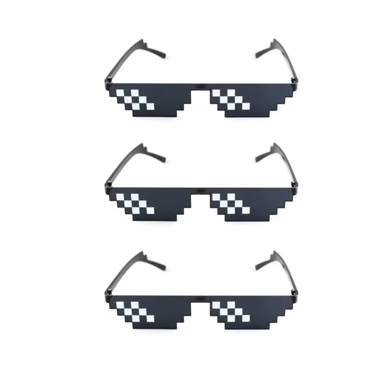 1/2/4/6pcs Design Funny Mosaic Sunglasses Sun Glasses Pixel Black Retro Gamer Robot Sunglasses Birthday Party Cosplay Favors Oasis Select 3pcs