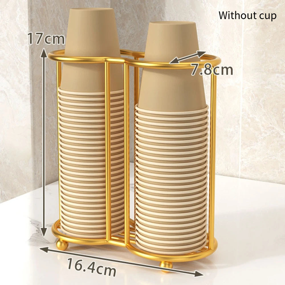Multifunctional Kitchen Paper Cup Holder Plastic Cup Holder Cup Organizier Desktop Cup Storage Rack Large Capacity Oasis Select Double Grid Gold