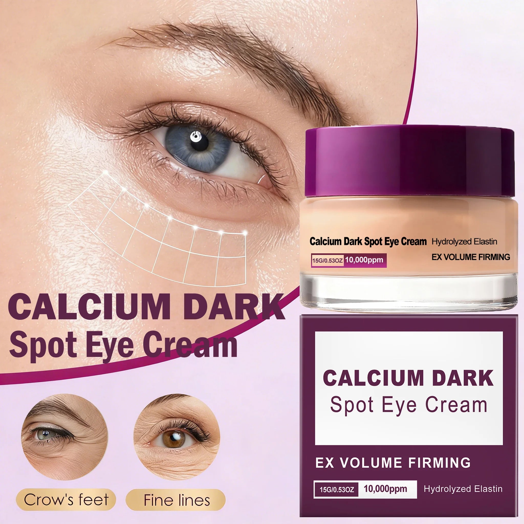 Calcium Dark Spot Eye Cream Collagen Boosting Wrinkle Smoothing Anti-Aging Firming Eye Cream for Wrinkles Puffiness Hydrating Oasis Select
