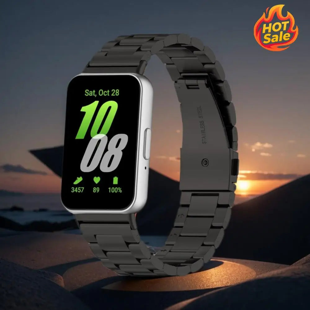 Stainless Steel Metal Strap Adjustable Replacement Watch Band Quick Release Watch Strap for Samsung Galaxy Fit 3 SM-R390 Strap Oasis Select
