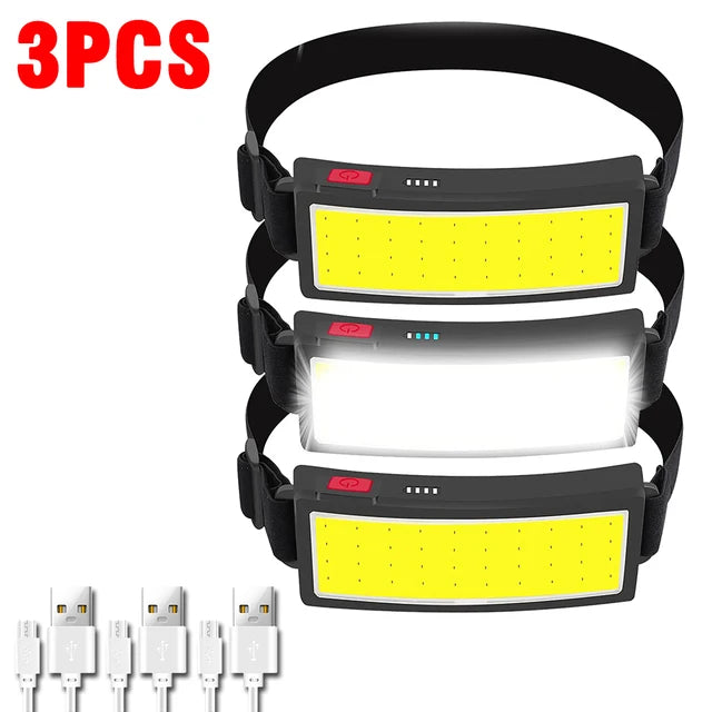 New Upgrade Portable LED Head Lamp Built-in 1200mah Battery COB Headlight USB-C Rechargeable Waterproof Torch Camping Flashlight Oasis Select T004-14