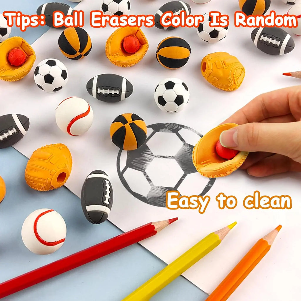10pcs Balls Erasers for Classroom Prizes，Puzzle Eraser 3D Take Apart Football Pencil Erasers for Kids Classroom Prizes Oasis Select