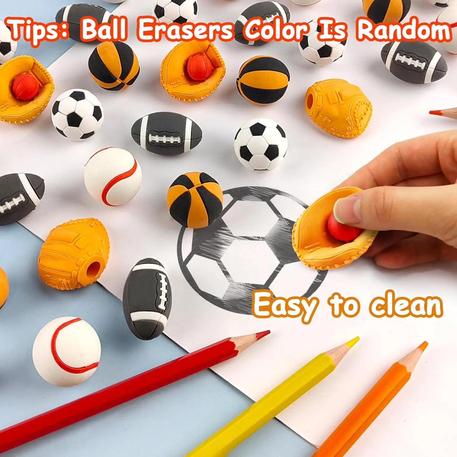 10pcs Balls Erasers for Classroom Prizes，Puzzle Eraser 3D Take Apart Football Pencil Erasers for Kids Classroom Prizes Oasis Select