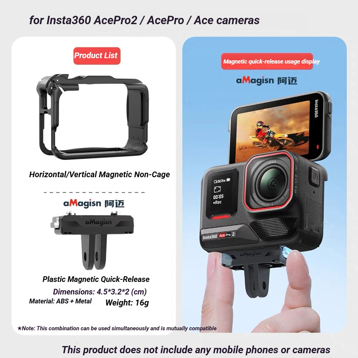 aMagisn Plastic Cage for Insta360 Ace Pro 2 / Ace Pro / Ace