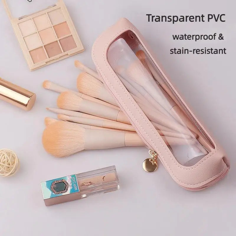 Transparent PVC Makeup Brush Storage Bag Portable Simplistic Large Capacity Eyebrow Pencil Eyeshadow Brush Bag with Window Oasis Select