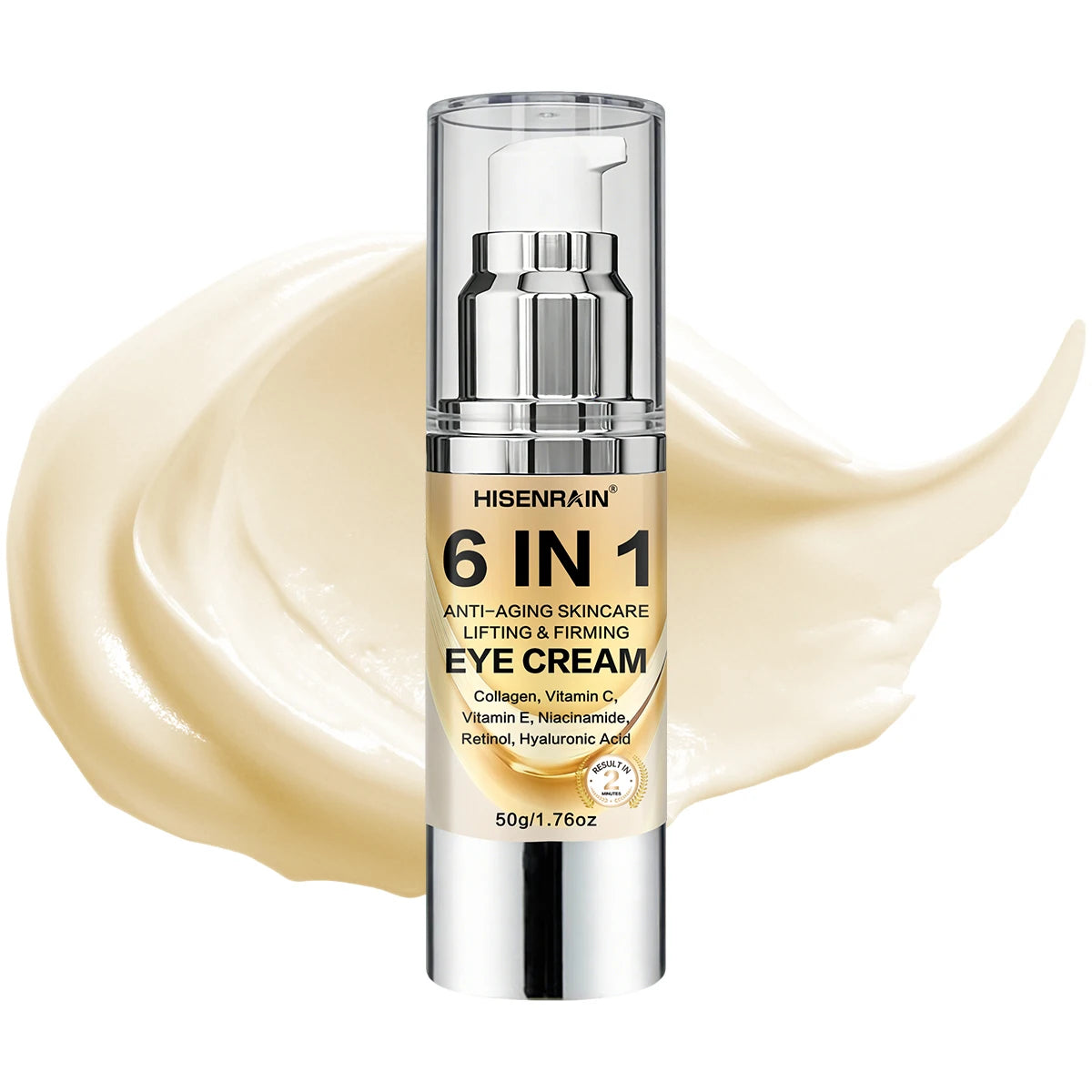 HISENRAIN 6-in-1 Eye Yellow Cream for Dark Circles, Puffiness, Wrinkles & Hydration - Anti-Aging Treatment for Men & Women. Oasis Select 50g