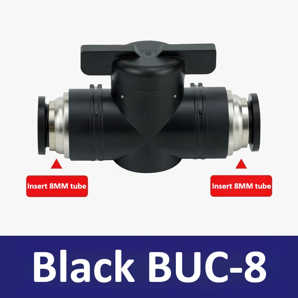 Black White BUC-4mm/6mm/8mm/10mm/12mm Pneumatic Switch Quick Insertion PU Air Pipe Joint Hand Valve Current Limit Air Valve Ball Oasis Select Black 08 Direct to BUC
