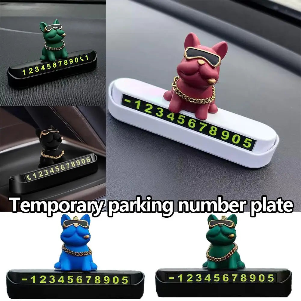 Bulldog Temporary Parking Card – Cute Dashboard Car Decor