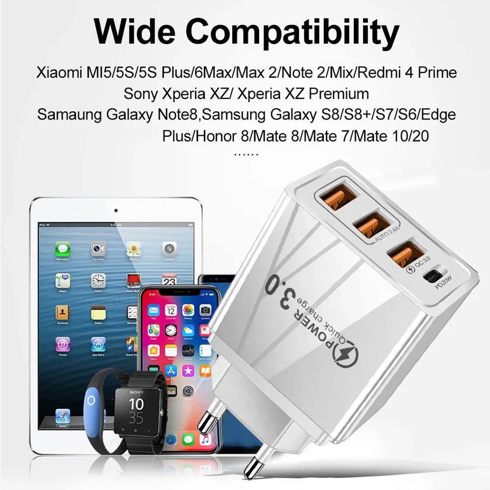 20W USB Charger QC 3.0 Type C PD Fast Charge For iPhone 12 13 Max Samsung S21 Huawei Xiaomi Mobile Phone EU/US Plug Wall Charger Oasis Select