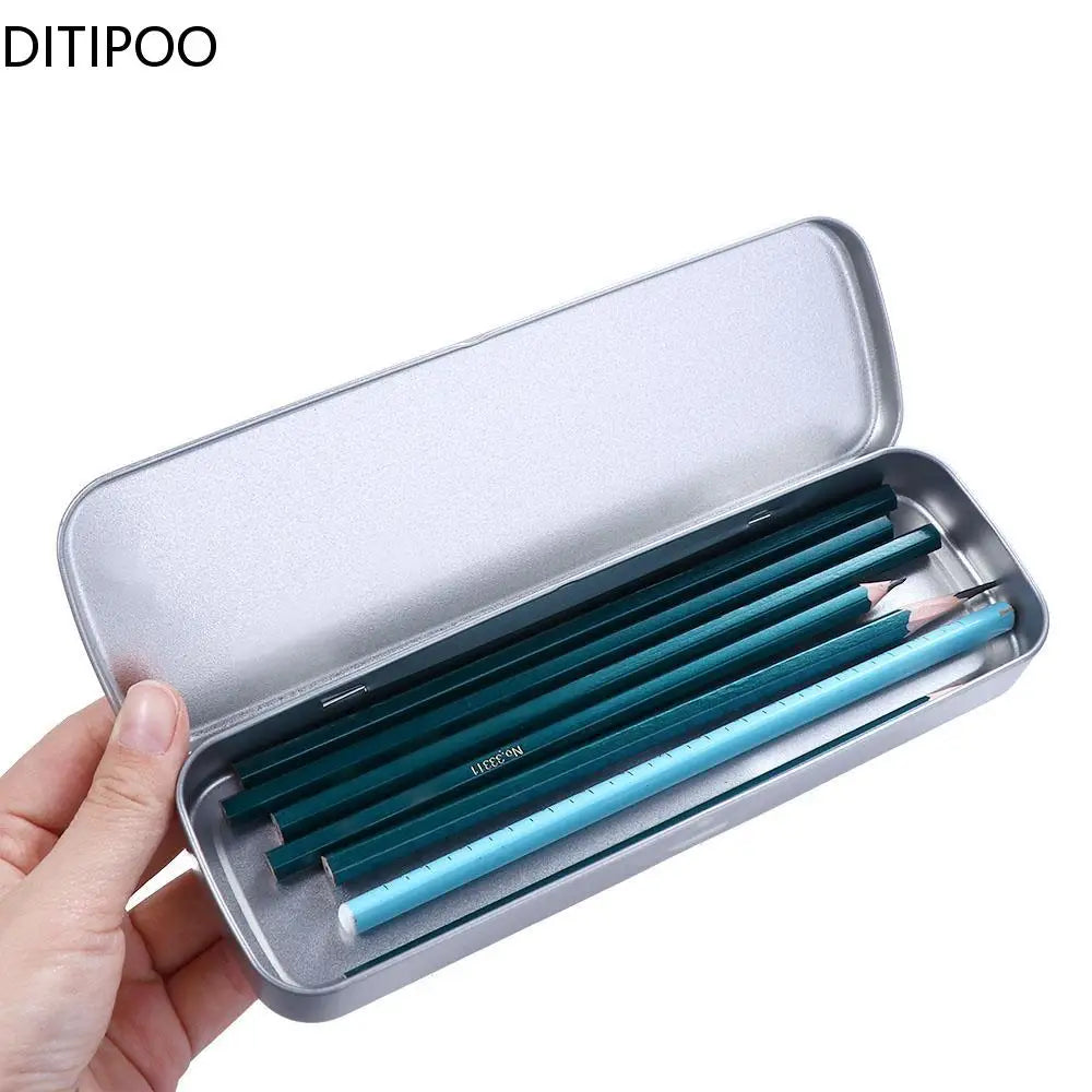 Simple Metal Pencil Case Aluminum Stationery Boxes Tin Pen Box Multifunction Storage Box Stationery School Supplies Gift for Kid Oasis Select