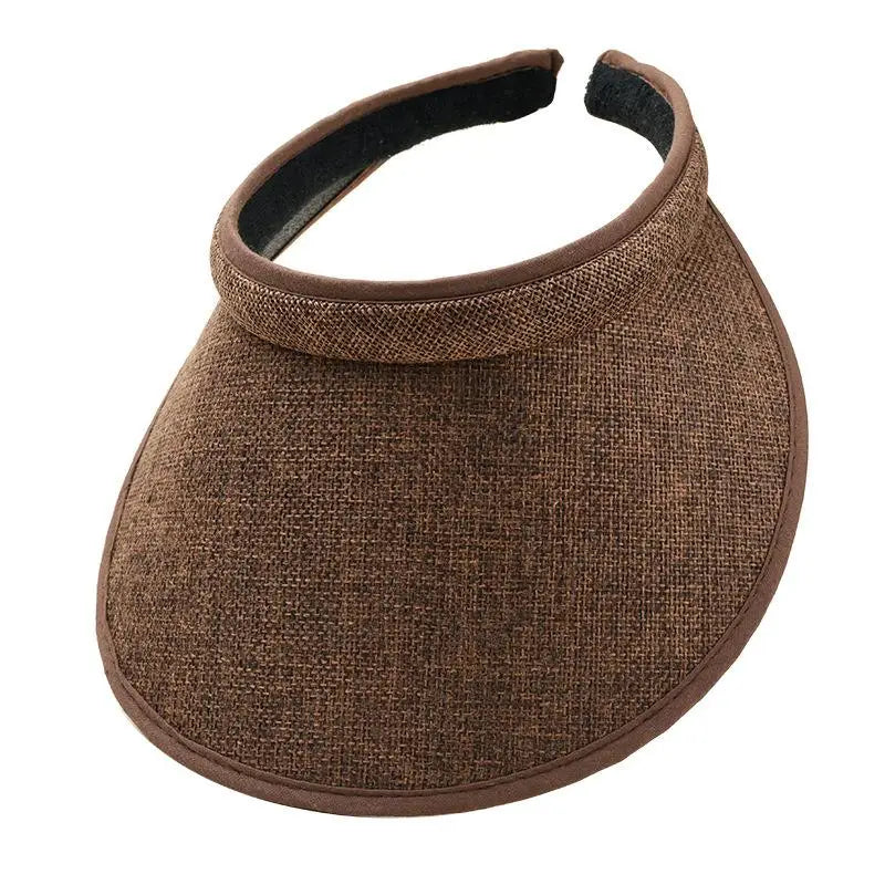 Women's Straw Sun Visor Hat UV Protection Adjustable Empty Top Casual Beach Golf Outdoor Sunshade Cap Oasis Select Coffee