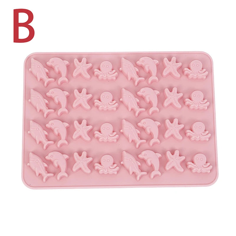 Mix Fruit Animal Mold Silicone Chocolate Rabbit Fish Fudge Candy Jelly Mould Geometric Heart Cake Decor Baking Ice Tray Gifts Oasis Select B