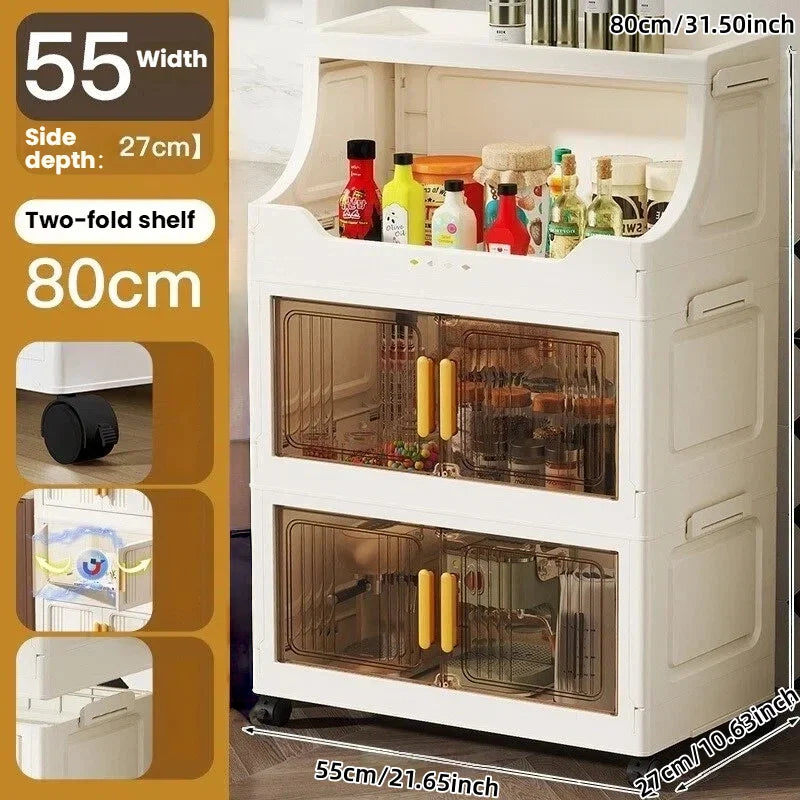Home high-end appearance storage cabinet, bedroom bedside table, kitchen multi-level foldable storage rack Oasis Select 3 layers-clear