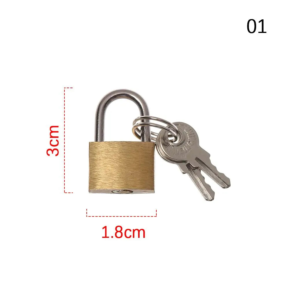 Mini Copper Lock with 2 Keys Brass Padlock Travel Luggage Case Padlock Security Tools Locker Case Supply Home Improvement Oasis Select
