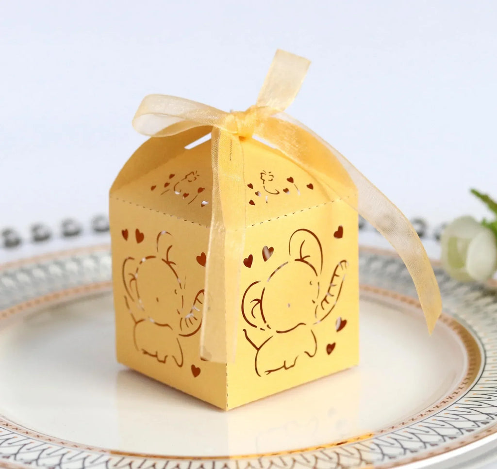 10pcs Elephant Shaped Candy Box for Baby Shower Cute Gift Boxes for Children Birthday Party Favors Box Candy Packaging Supplies Oasis Select Gold Other