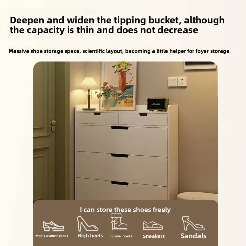 Tipping Bucket Shoe Cabinet, Outer Entry Shoe Rack, Balcony, Entrance Cabinet, Living Room Large-capacity Storage Cabinet Oasis Select