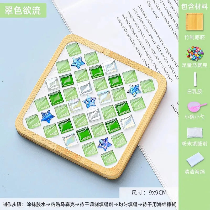 Mosaic Coasters DIY Creative Children's Handmade Material Pack Event New Year's Easter Handmade Diy Gifts Oasis Select Square F 9 9cm