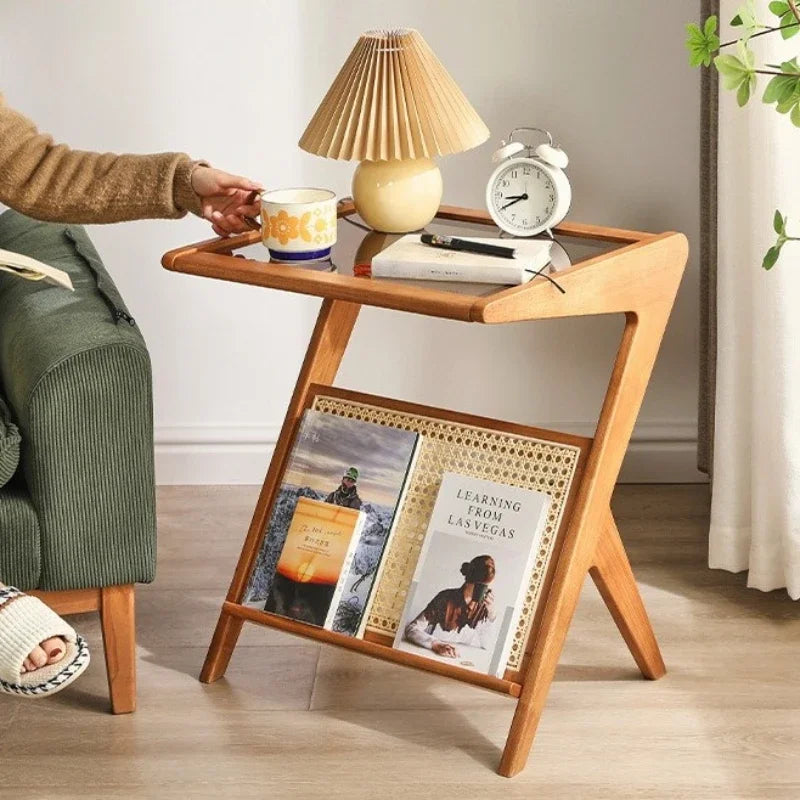 Multi-functional Solid wood coffee table household living room rattan sofa side few small tables Oasis Select