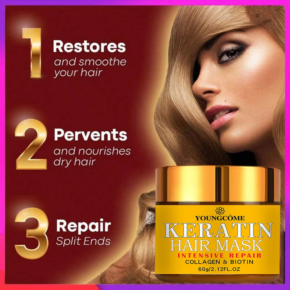 YOUNGCOME Keratin Hair Mask – Biotin, Collagen & Essential Oil