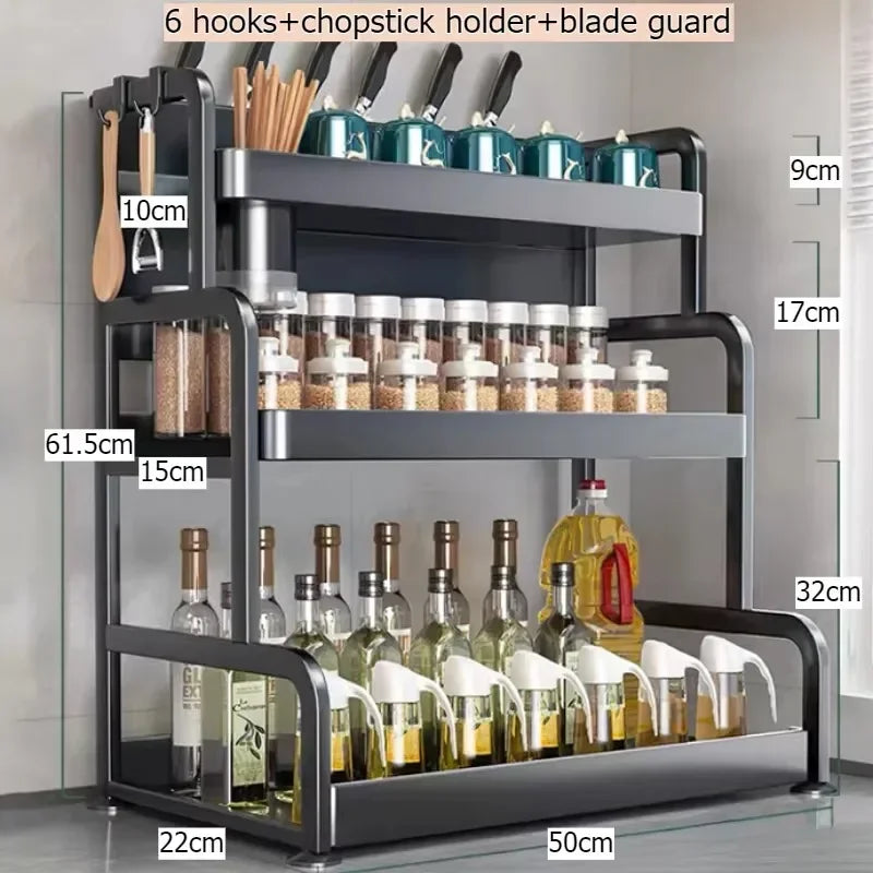 Multi-functional Household cutting board seasoning storage rack multi-layer knife holder chopstick cage kitchen countertop rack Oasis Select Layer 3 50 2