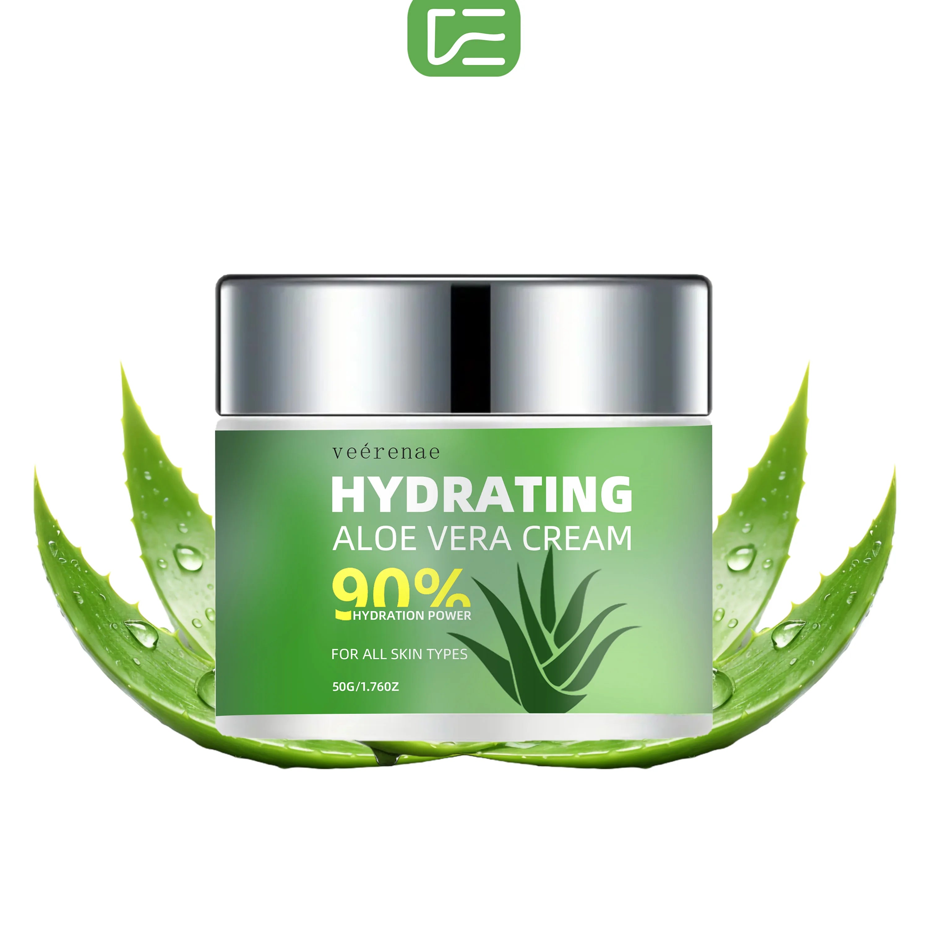 Veérenae Aloe Vera Face Cream – Hydrating, Non-Greasy Moisturizer Aloe Vera Face Cream Oasis Select