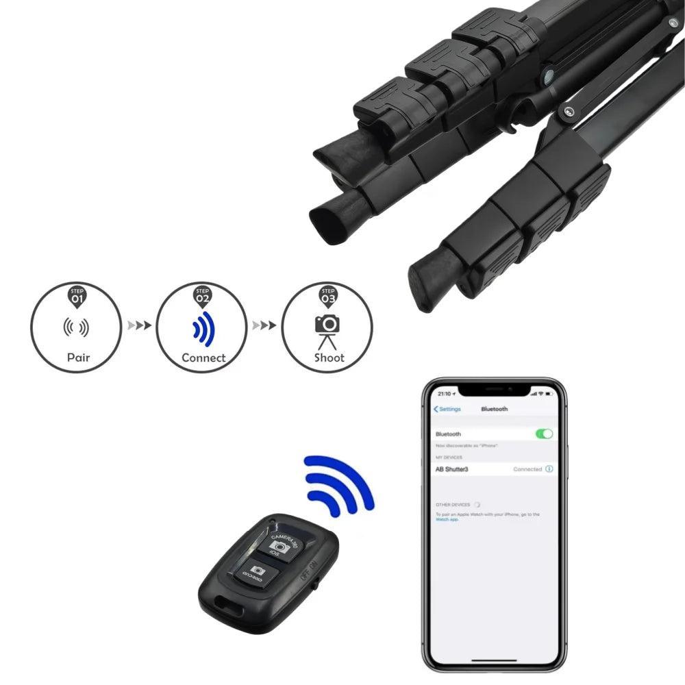 VeFly 1.06m Aluminum Tripod + Bluetooth Remote & Travel Bag