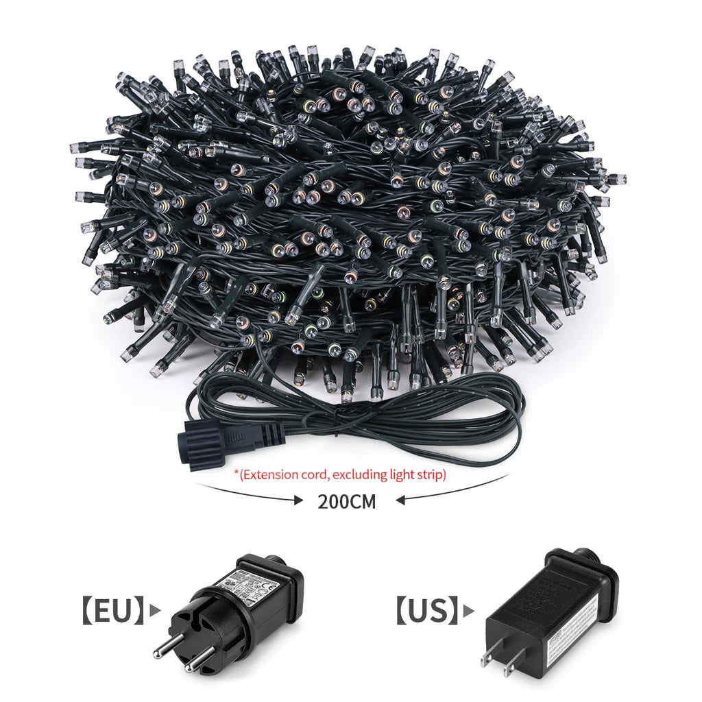 1/2/3Pcs LED String Light 10M/20M/30M Christmas Tree Fairy Outdoor Festoon 220V EU Plug/110V US Plug,Party Decor Lamp CW/WW/RGB Oasis Select